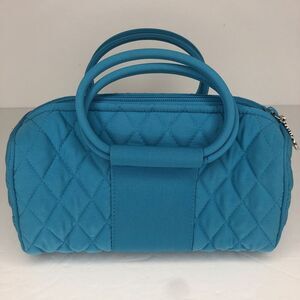 Vera Bradley Turquoise Microfiber‎ Mini Barrel Handbag Purse w/ Round Handles